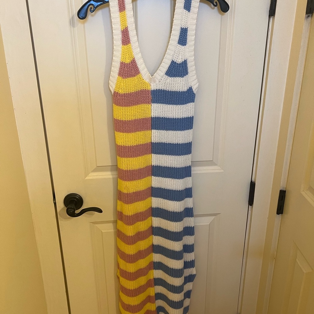 Striped Knit Sleeveless Dress